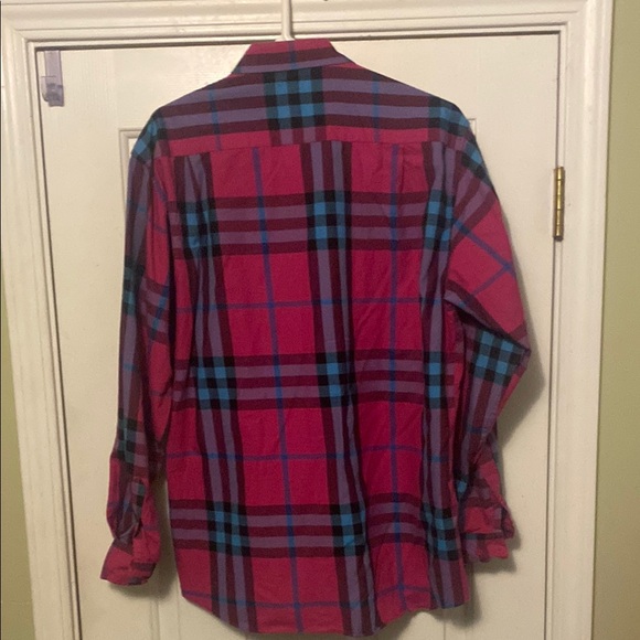 Men's Plaid Shirt - Pink and Blue - Picture 2 of 2